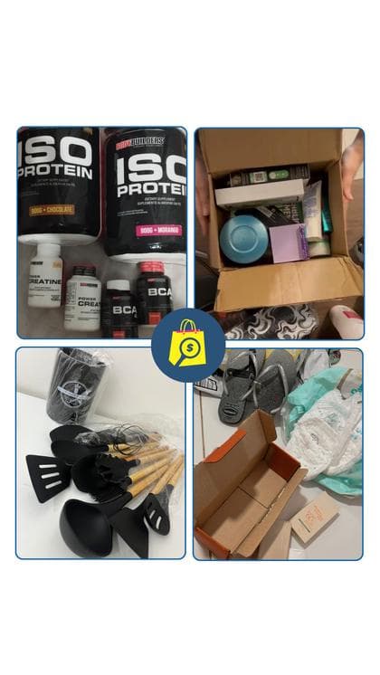 Achadinhos reais entregues: suplementos, utensílios, Havaianas