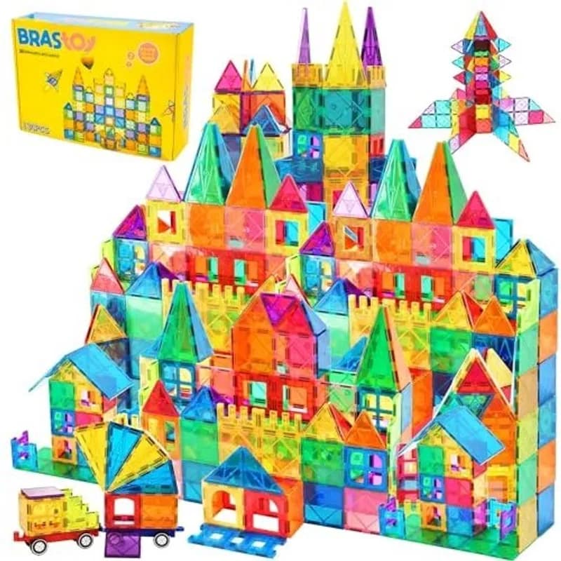 Brastoy Blocos de Montar Magnéticos Infantil Construção STEM Brinquedo (130 Peças)