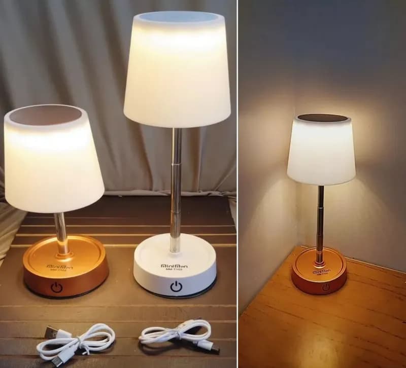 Abajur Recarregável Touch com Luz de LED Ajustável