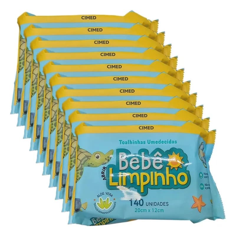 Kit 10 Unidades 1400 Toalhas Umedecidas Bebê Limpinho