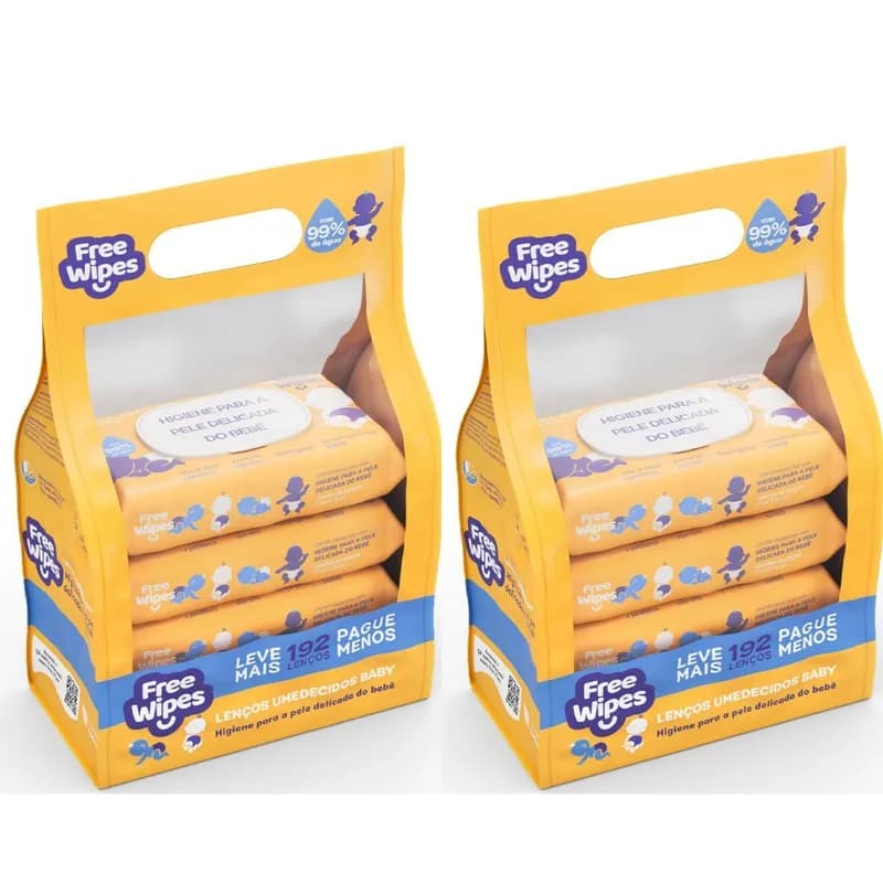 Kit 2 Promo Pack Lenços Umedecidos Baby Free Wipes