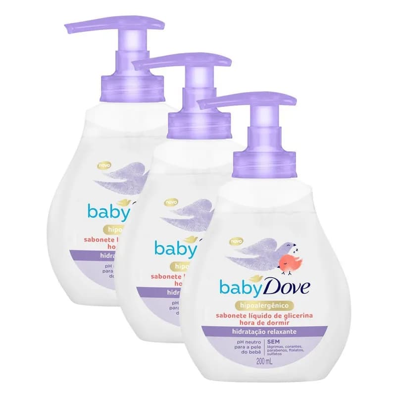 Kit 3 Unidades Sabonete Líquido Dove Baby Hora de Dormir 200ml