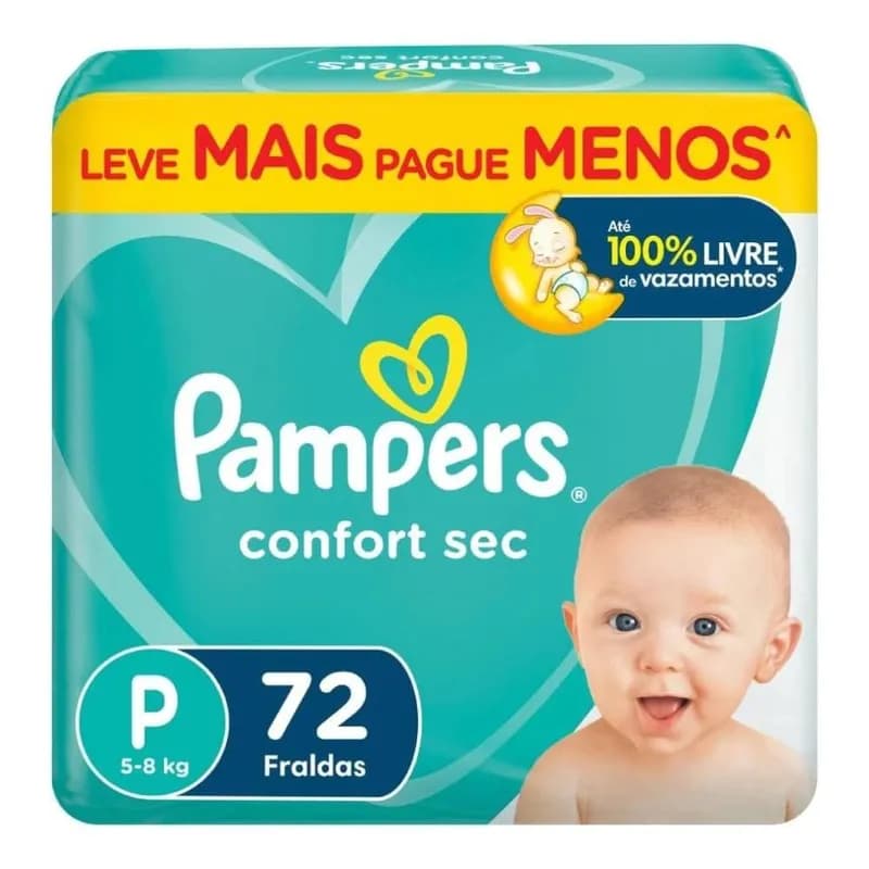Fralda Pampers Confort Sec P com 72 Unidades