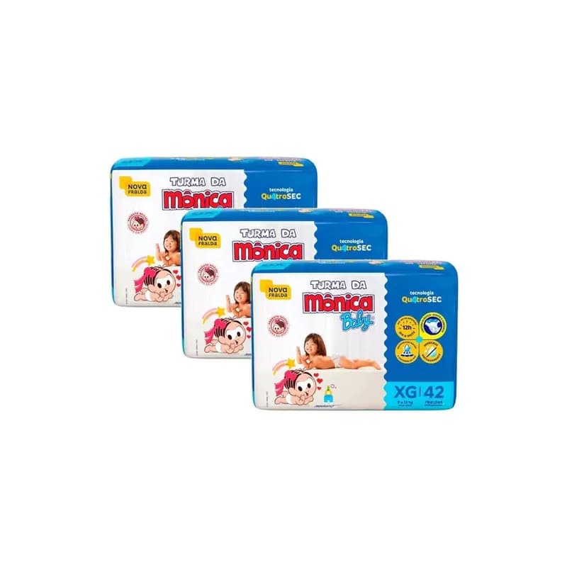Fralda Turma da Mônica XG 3 Pacotes 42