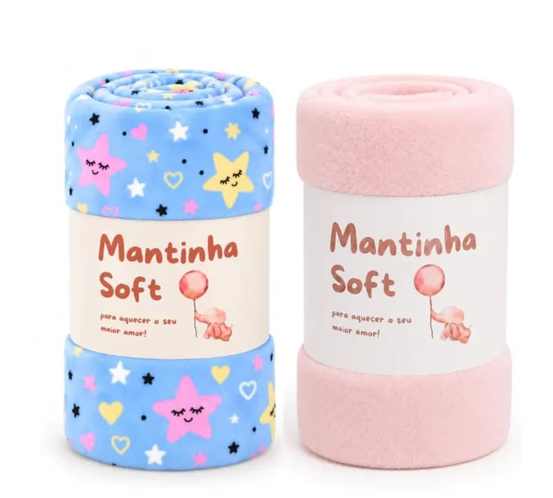 Kit 2 Mantas Infantil Diversas Cores