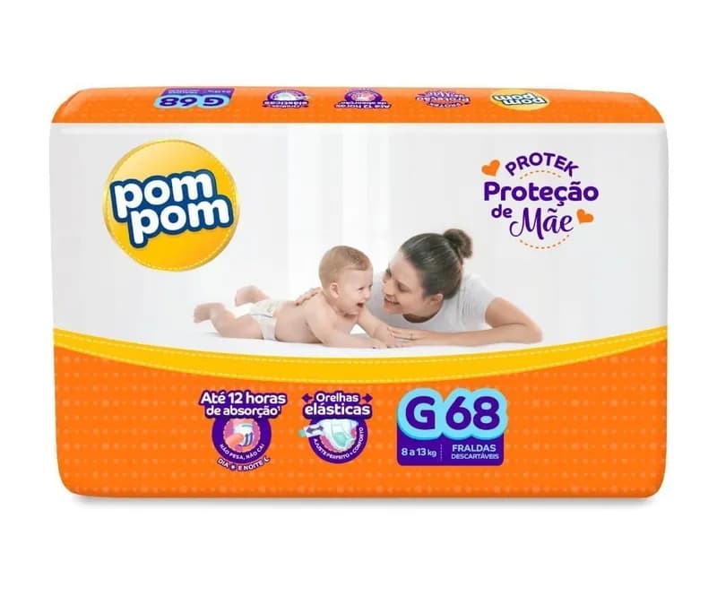 Fralda Pom Pom Protek Proteção de Mãe G 68