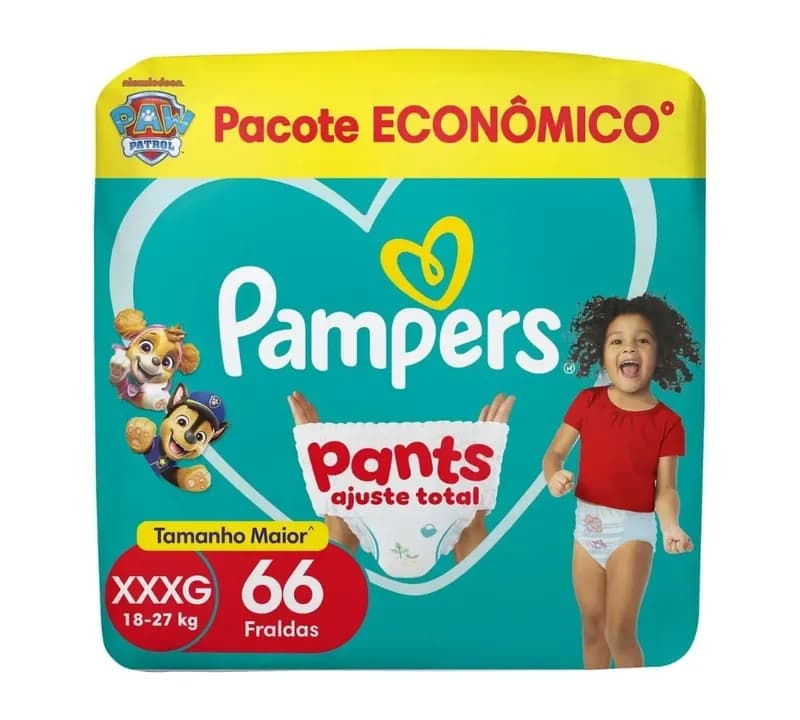 Fraldas Pampers Pants Ajuste Total XXXG 66 unidades
