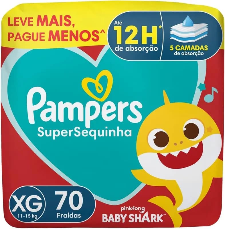 Fralda Pampers Supersequinha XG 70 Unidades
