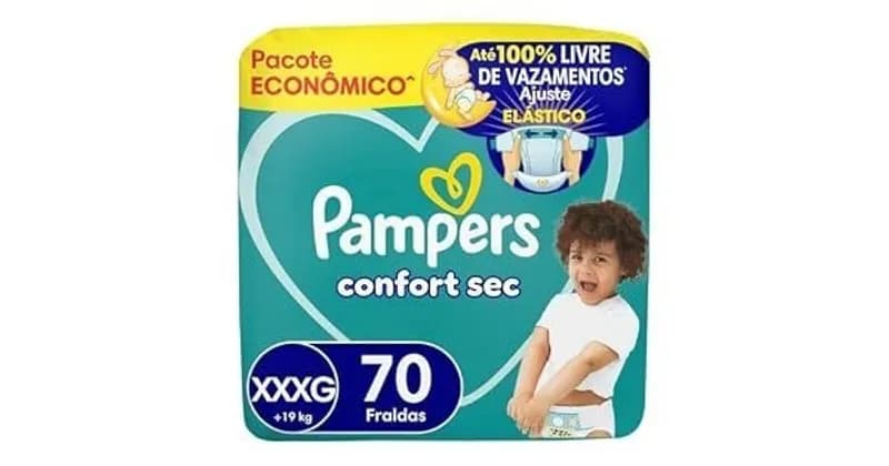 Fralda Pampers Confort Sec XXXG com 70 Unidades