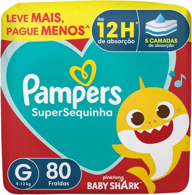 Fralda Pampers Supersequinha G 80 unidades