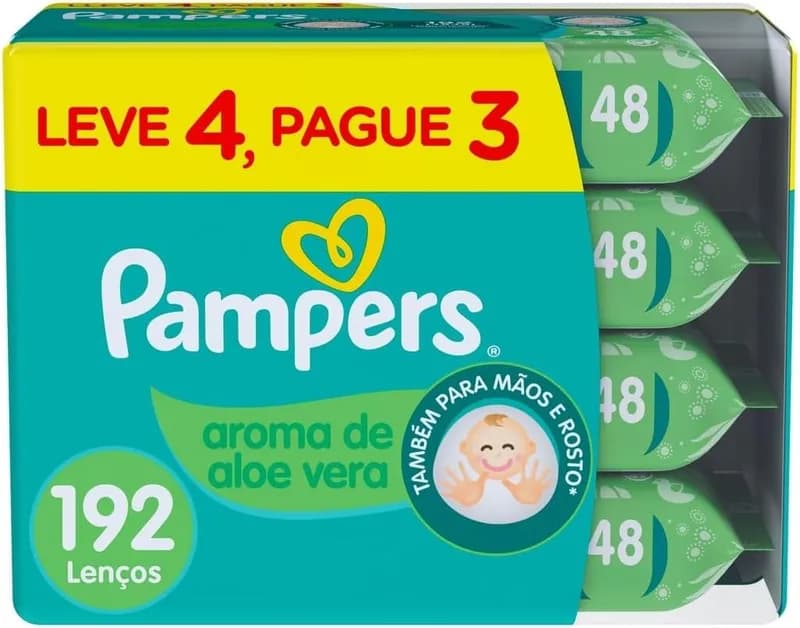 Lenços Umedecidos Pampers Aloe Vera 192