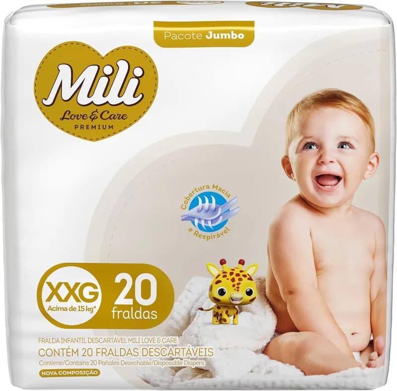 Mili Fralda Love & Care Mega XXG 20 Unidades