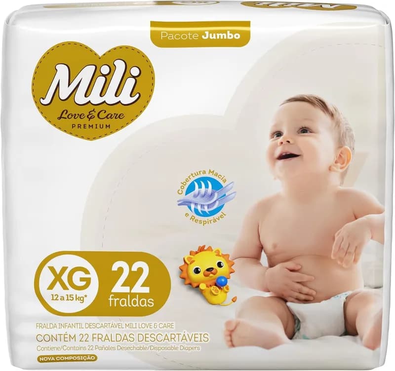 Fralda Mili Premium Love & Care - XG 22 unidades