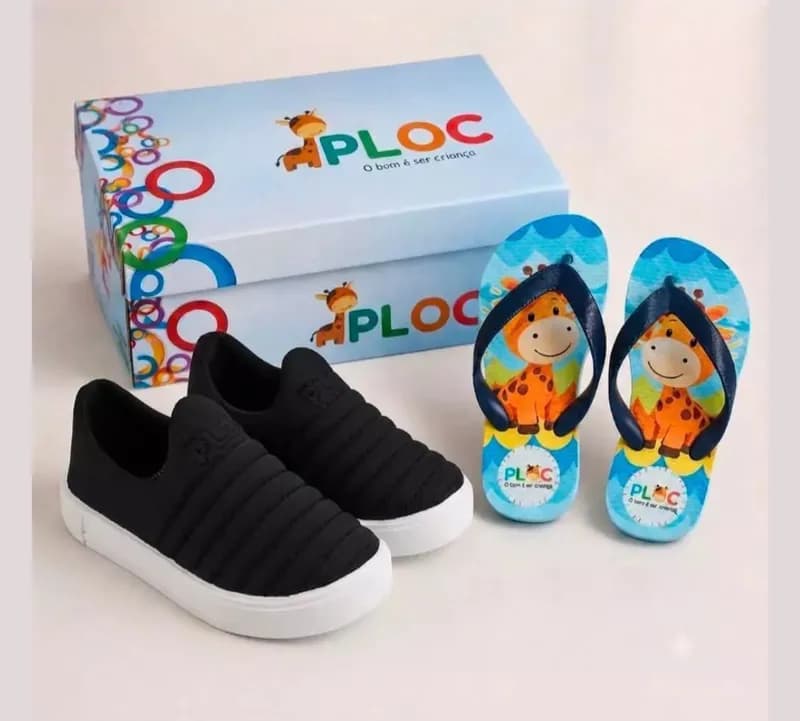 Kit 2 Pares Tênis Iate Chinelo Infantil Ploc