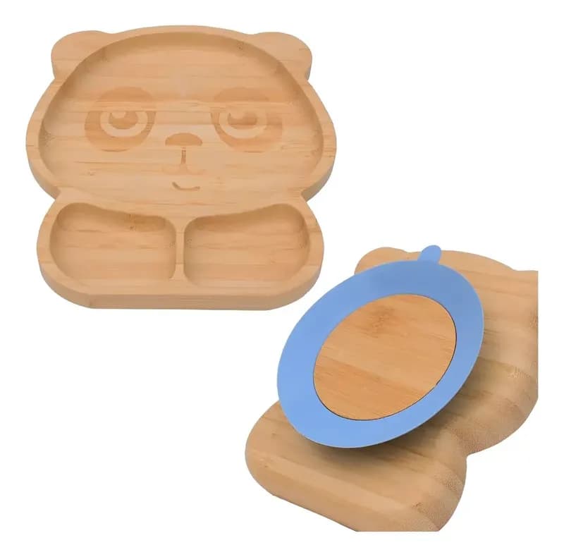 Prato Infantil Bebe C Divisórias Ventosa Urso Bambu