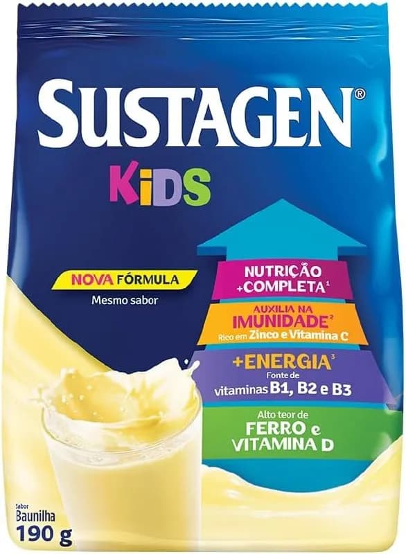 Sustagen Kids Complemento Alimentar Sabor Baunilha - Sachê 190g