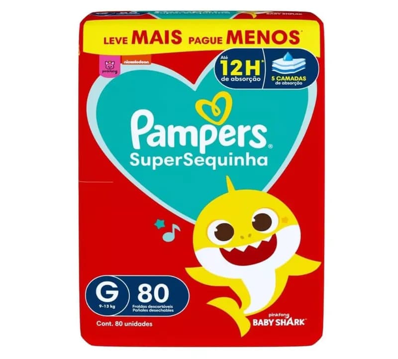 Fralda Descartável Pampers Supersequinha Jumbo G 80 Tiras