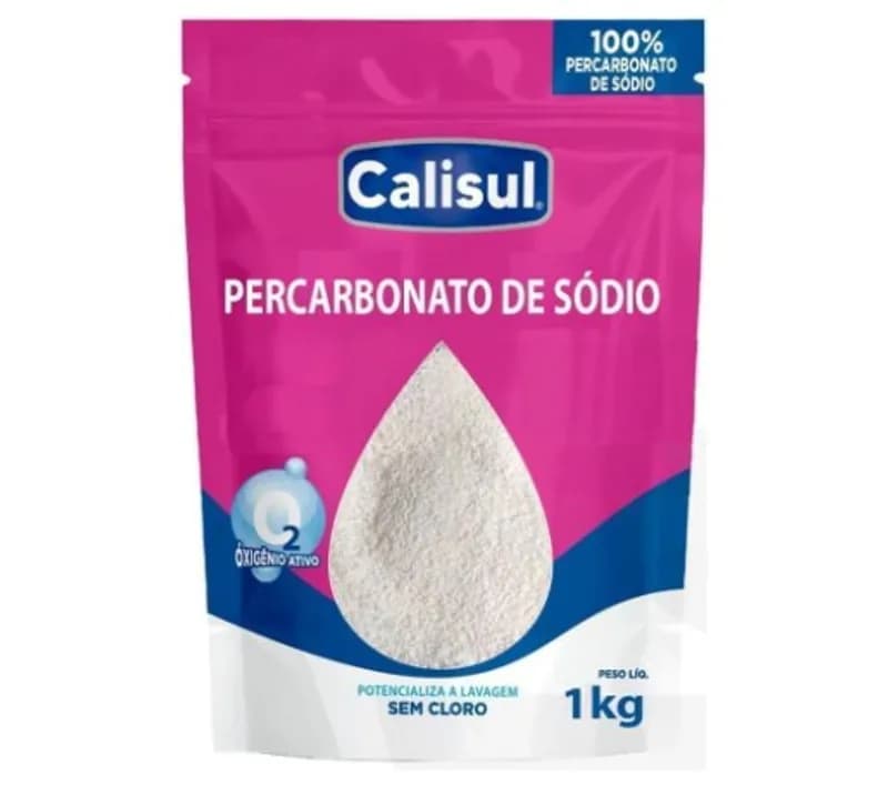 Percarbonato de Sódio 1kg 100% Puro Tira Manchas em Pó Sem Cloro, Biodegradável e Seguro para Roupas Brancas, Coloridas e Limpeza Doméstica Calisul