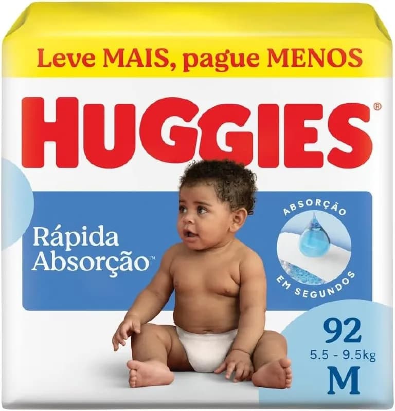 Fralda Huggies Tripla Proteção M com 92 Unidades