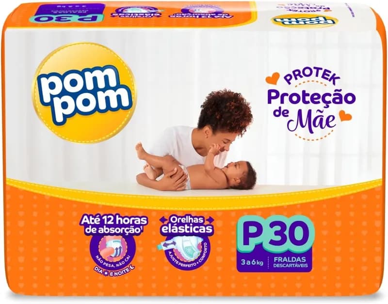 Fralda Pom Pom Protek Proteção de Mãe P 30