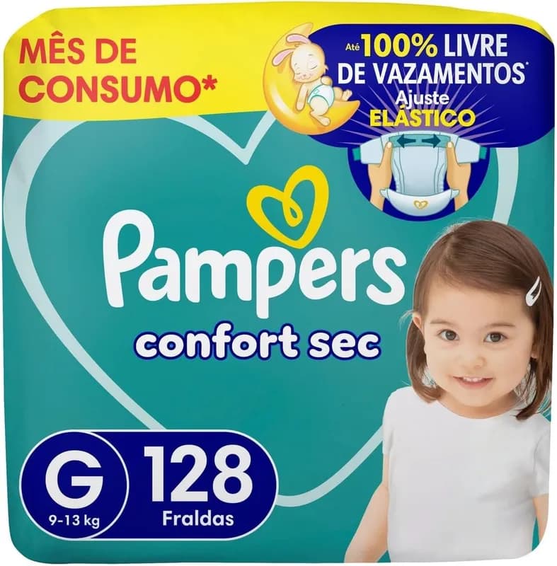 Fralda Pampers Confort Sec G 128 Unidades