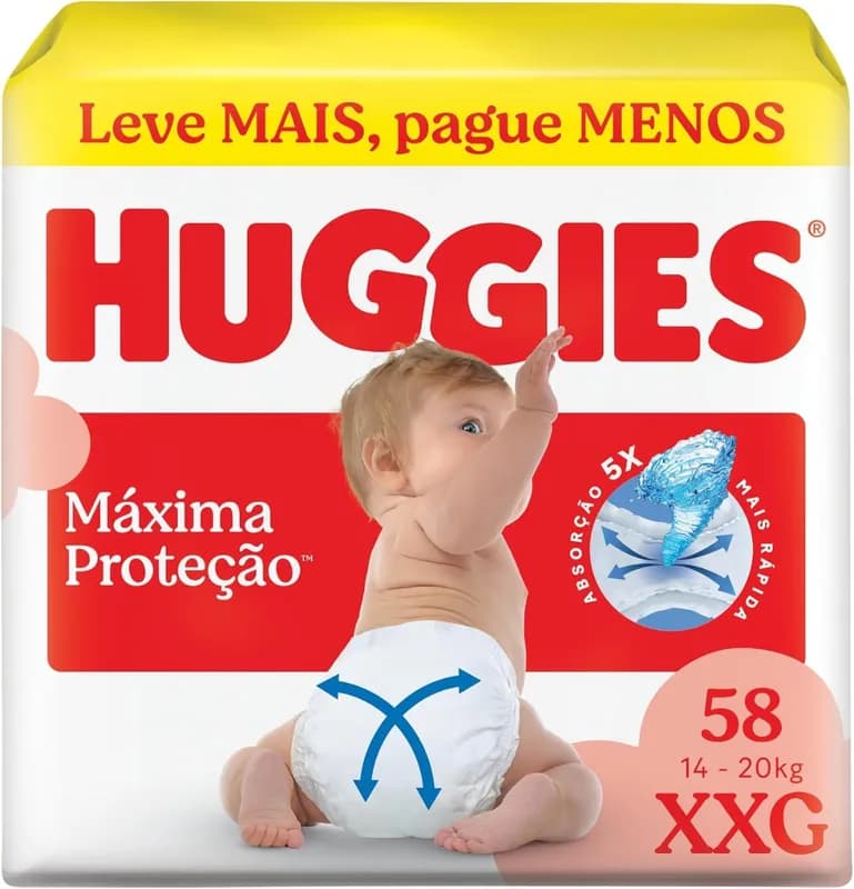 Fralda Huggies Supreme Care XXG 58 unidades