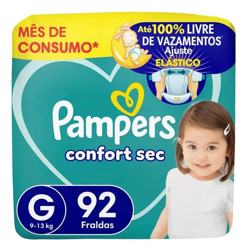 Fralda Pampers Confort Sec G 92 Unidades