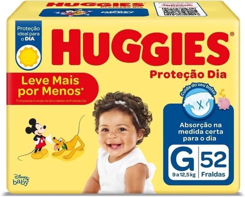 Huggies Fralda Proteção Dia Tam. G - 52 fraldas