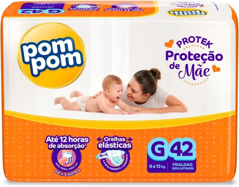 Fralda Pom Pom Protek Proteção de Mãe G com 42