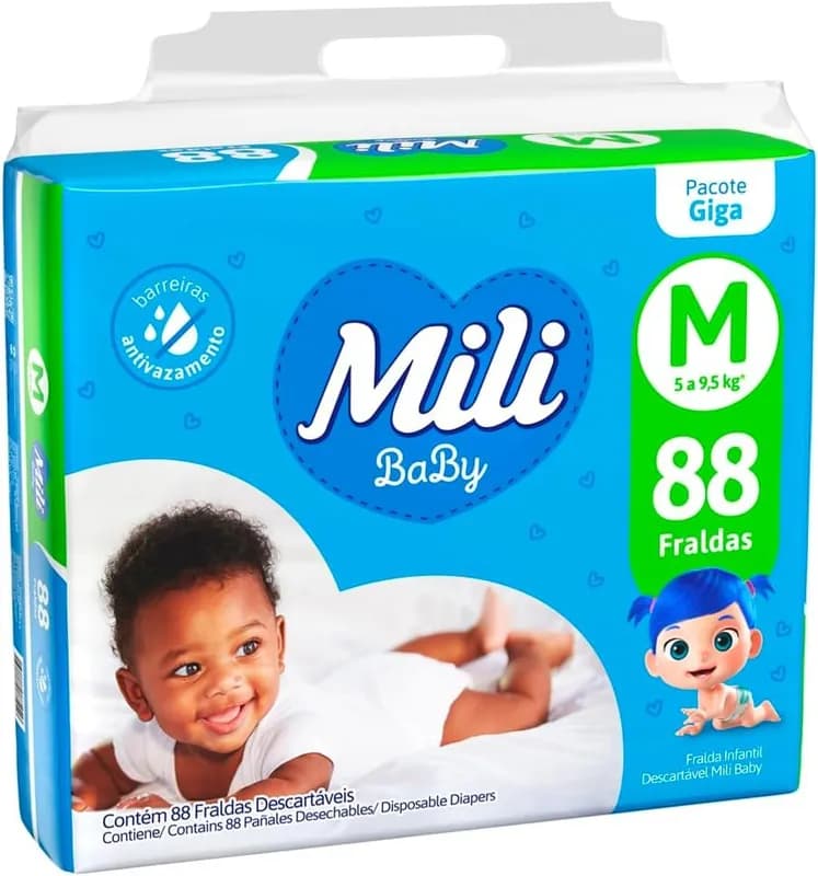 Fralda Mili Baby M 88 unidades