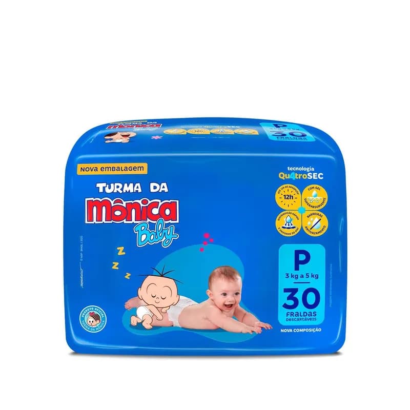 *Fralda Turma da Mônica Baby Jumbo P 30 Unidades*
