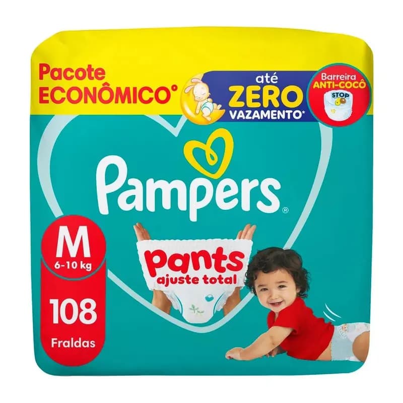 Fralda Pampers Pants Ajuste Total M 108 Unidades