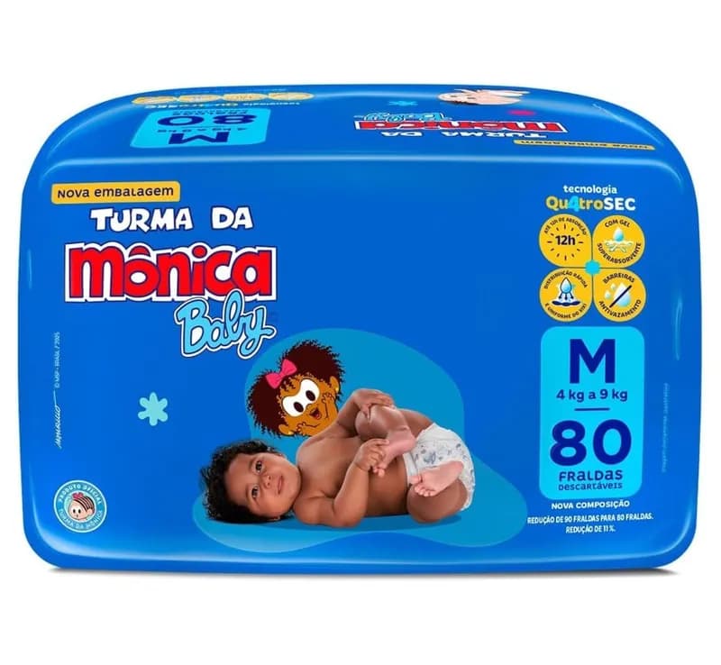 Fralda Turma da Monica Baby Giga M 80