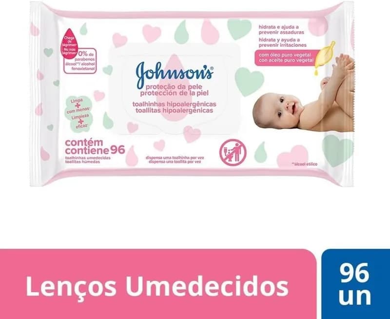 Lenços Umedecidos Johnson's Baby Proteção Pele 96