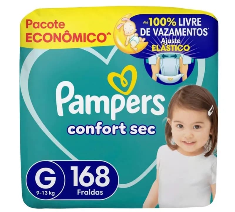 Fralda Pampers Confort Sec Ultra G 168