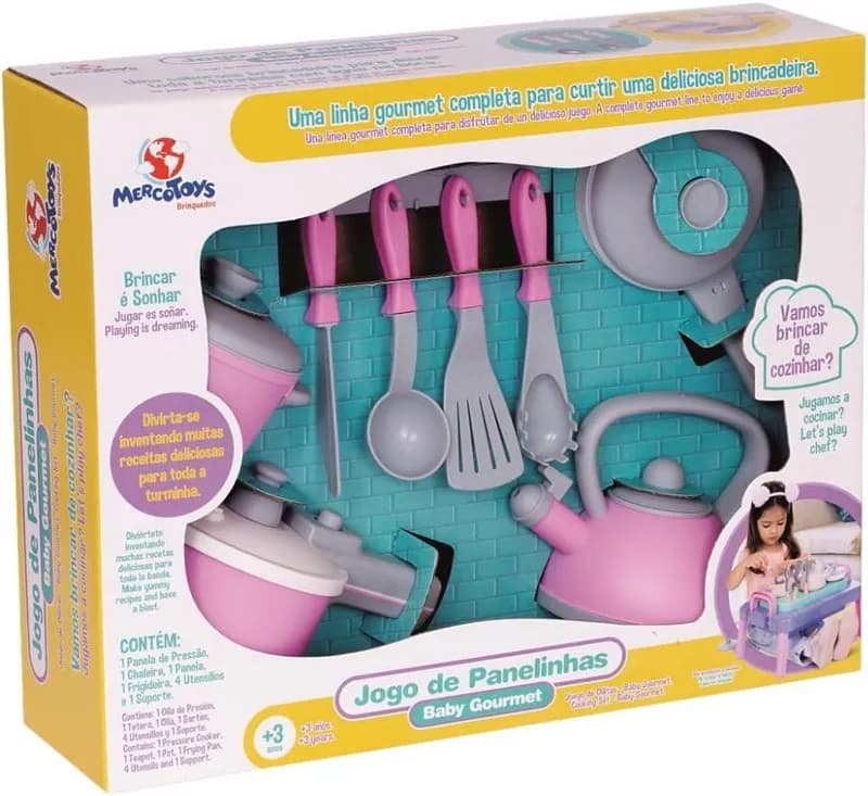 Jogo de Panelas Baby Gourmet Rosa com 9 Peças