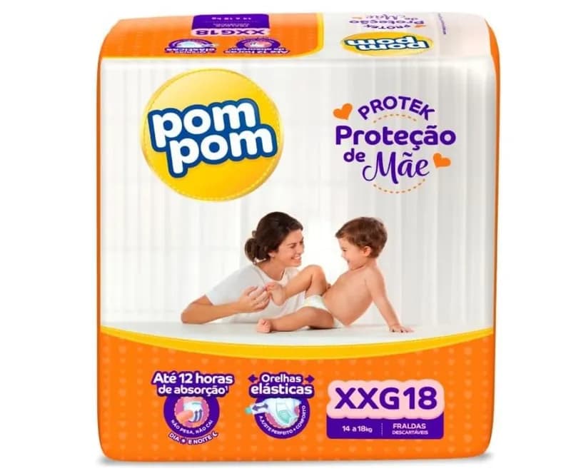 Fralda Pom Pom Protek Proteção de Mãe XXG com 18