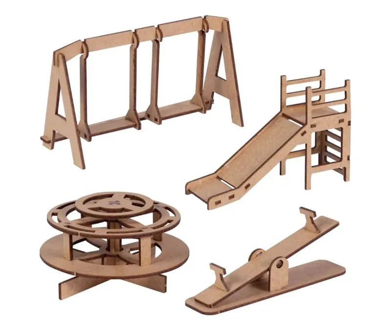 Kit Parquinho MDF cru 4 peças