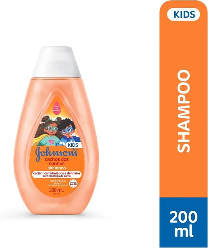 Johnson's Baby Shampoo Infantil Para Cabelos Cacheados Cachos Dos Sonhos, 200ml
