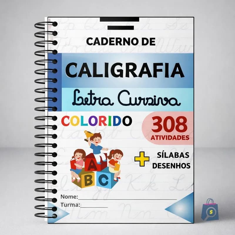 Caderno Caligrafia Infantil Letra Cursiva Alfabetização