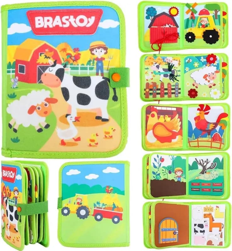 Brastoy Placa de Montessori Sensorial para Crianças Maleta Educativa Brinquedos (Fazenda)