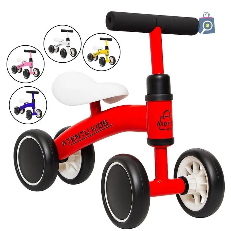 Bicicleta De Equilíbrio Andador Infantil Sem Pedal 4 Rodas