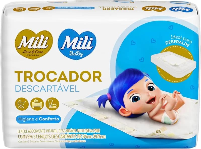 Trocador Descartável Absorvente Mili 5 unidades