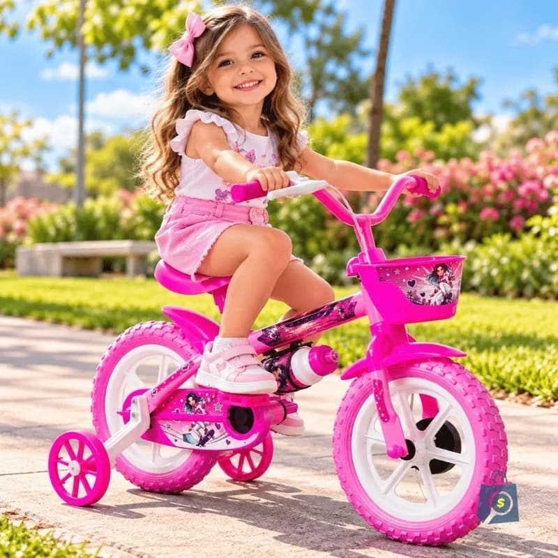 Bicicleta Infantil Aro 12 Rodinhas Cestinha e Rodinha Segura Resistente para Crianças