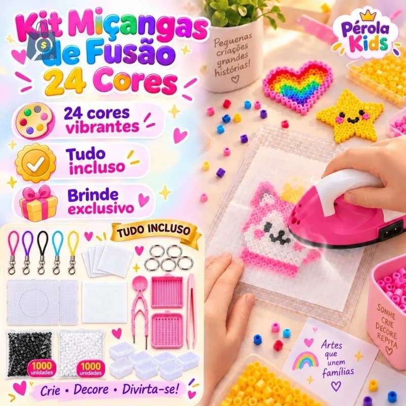 Kit 24 cores 2.6mm Com 14000pcs Perler Beads DIY Presentes para crianças Com Ferramentas