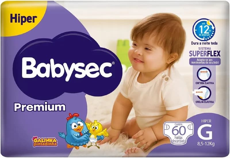 Fralda Babysec Premium Hiper Galinha Pintadinha G
