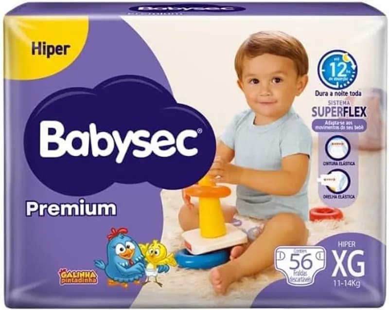 Fralda Babysec Galinha Pintadinha Premium XG