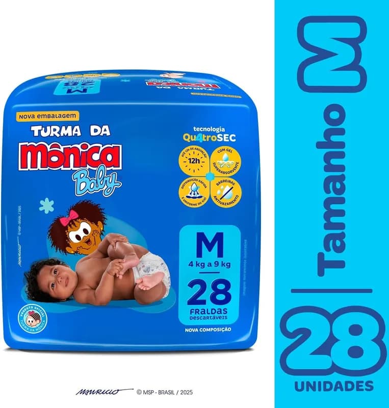 Fralda Turma da Mônica Baby Jumbo M 28