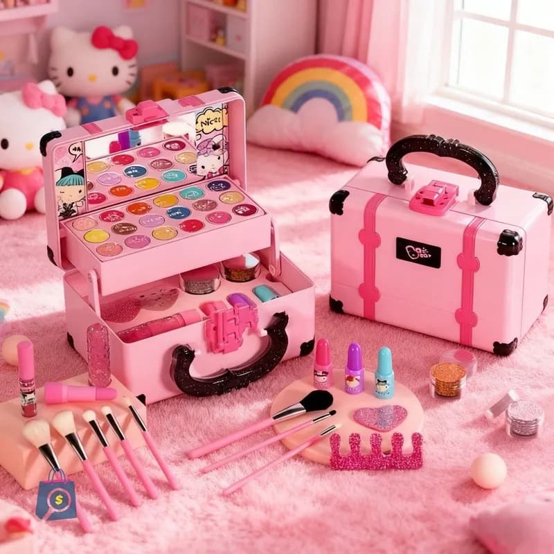 32 Peças Kit De Maquiagem Para Crianças Lavável/Conjunto Portátil Meninas