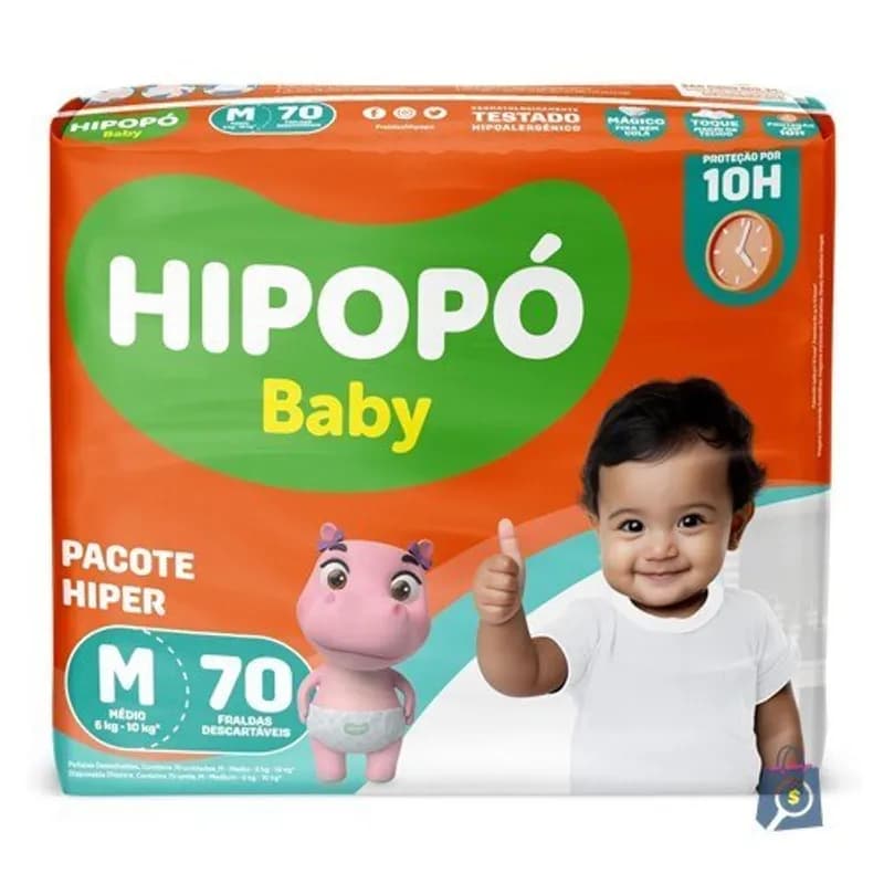 Fralda Hipopó Baby Mega Pacotão